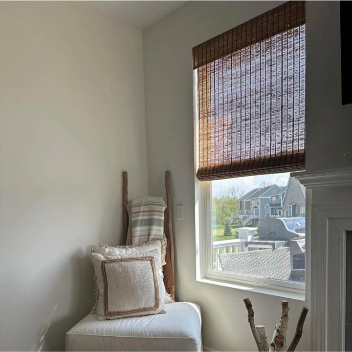 Custom window shades in a living room